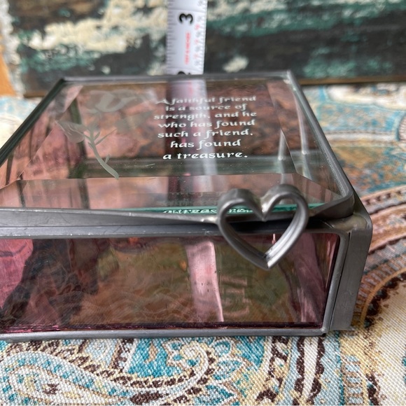 Trinket Box Leaded Glass lavender Faithful Friends - Picture 12 of 12